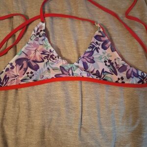 Floral Purple and Red Bikini Top